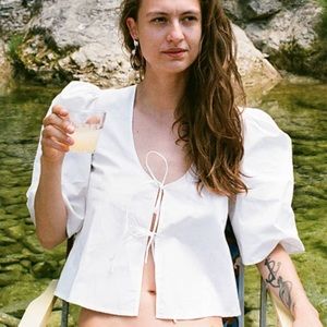 Maison Cleo Agnes Blouse in White Cotton